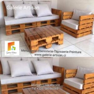 Salon 5 places + 1 table vitrée