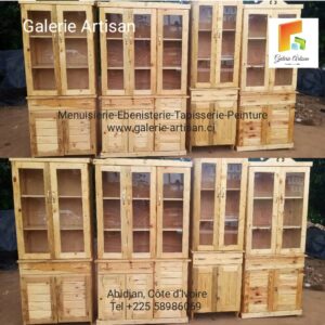 Meuble cuisine 180cm/120cm, 3 battants vitrés